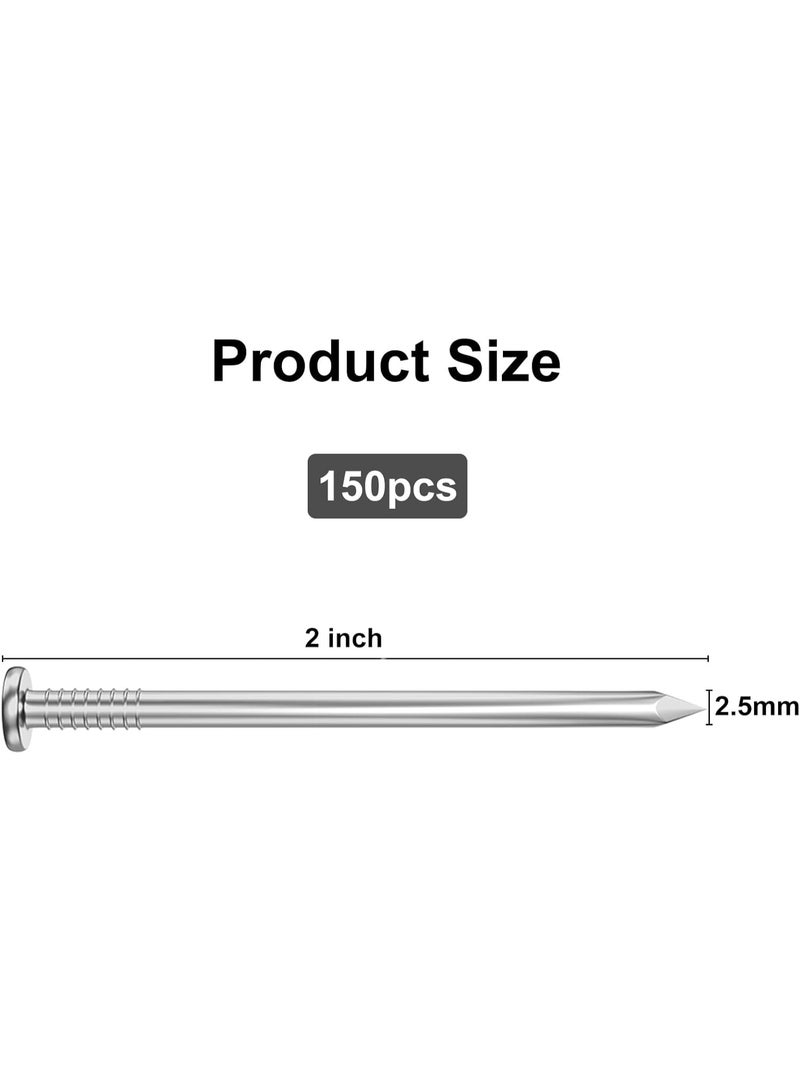 150PCS Stainless Steel Hardware Nails, 2 Inch Flat Head for Hanging Pictures, Small Wall and Wood Finishing Nails - Image 4